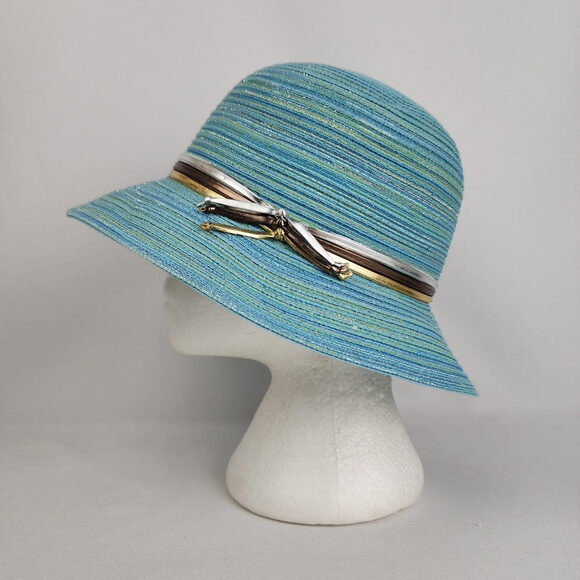 Bellezza Blue & Gold Woven Sun Hat - Picture 1 of 7
